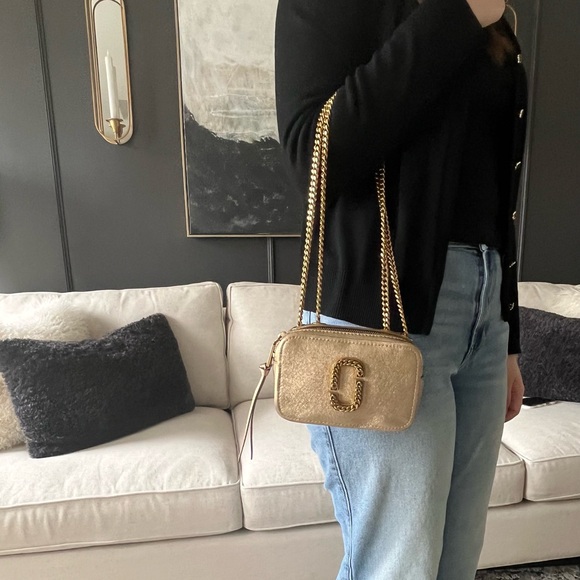 Marc Jacob’s Glam shot Metallic Crossbody soft gold leather bag - Picture 2 of 14